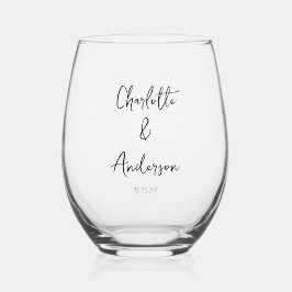 Handgeschriebenes Skript Whimsical White Custom We Weinglas Ohne Stiel