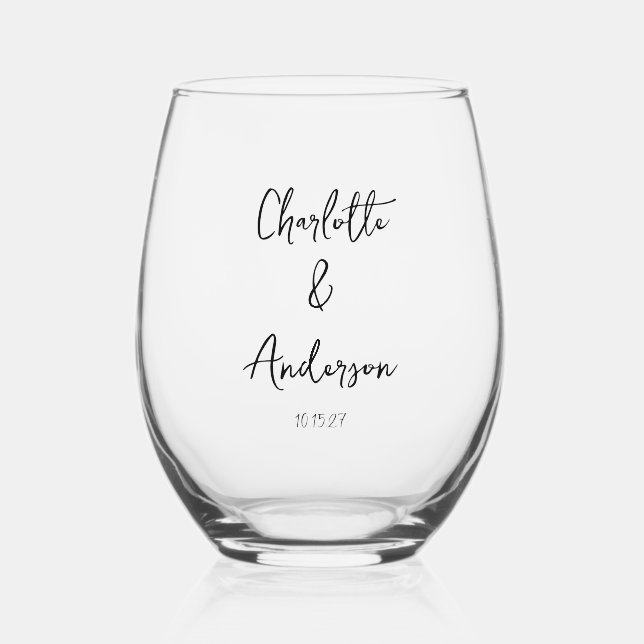 Handgeschriebenes Skript Whimsical White Custom We Weinglas Ohne Stiel (Vorderseite)