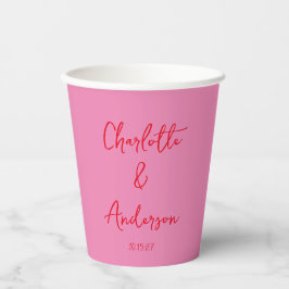 Handgeschriebenes Skript Whimsy Rosa Custom Weddin Pappbecher