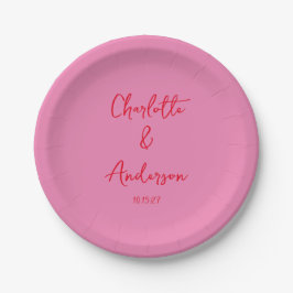 Handgeschriebenes Skript Whimsy Rosa Custom Weddin Pappteller