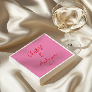 Handgeschriebenes Skript Whimsy Rosa Custom Weddin Serviette