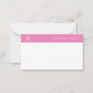 Handgeschriebenes Skriptmonogramm, Hot Pink, Weiß Mitteilungskarte