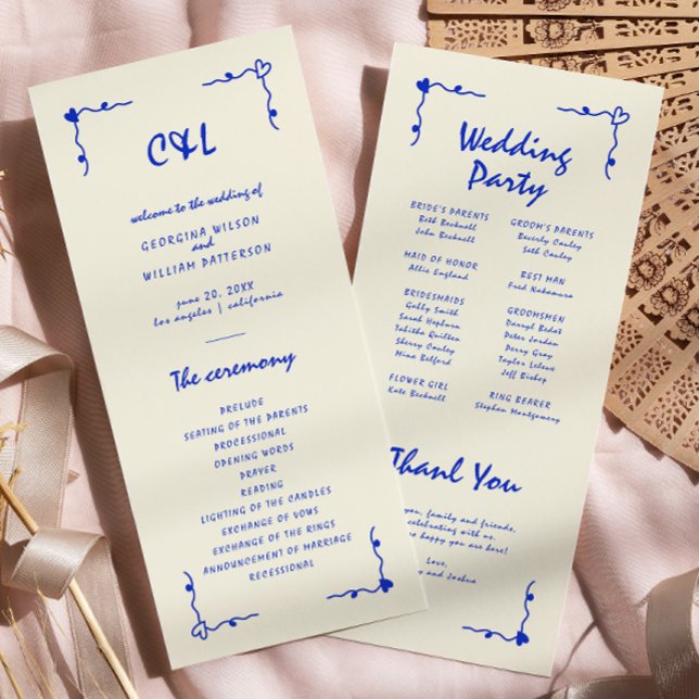 Handgeschriebenes Whimsical Blue Flat-Programm Programm (Von Creator hochgeladen)