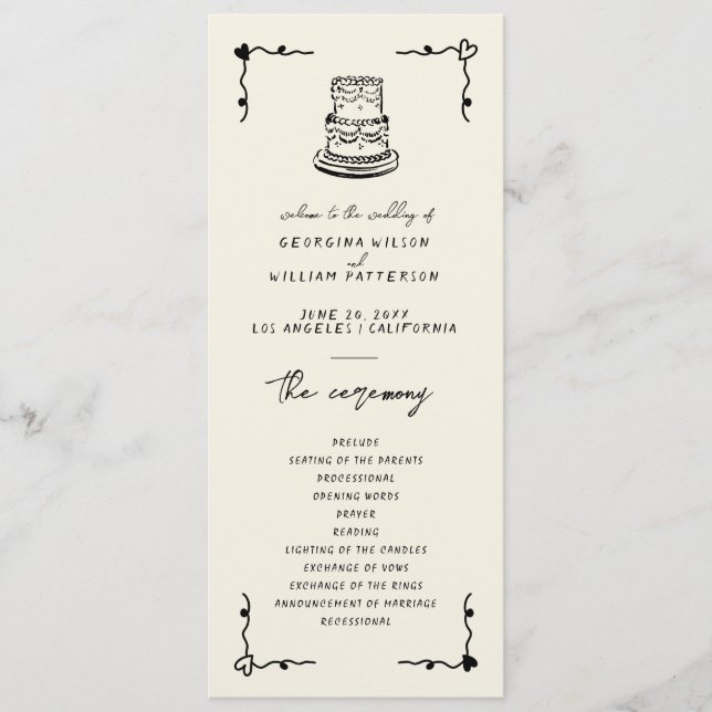 Handgeschriebenes Whimsical-Flachprogramm Programm (Vorderseite)