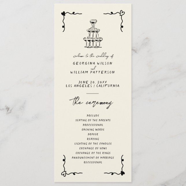 Handgeschriebenes Whimsical-Flachprogramm Programm (Vorderseite)