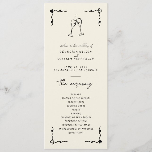 Handgeschriebenes Whimsical-Flachprogramm Programm (Vorderseite)