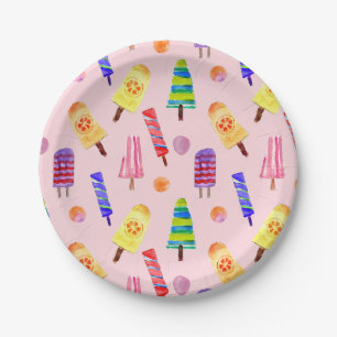 Handgestrichene Aquarellblumen Sommerliches Party Pappteller