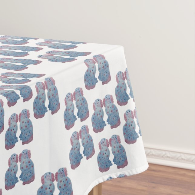 Handgestrichene, blaurosa Stafford Hunde Tablett Tischdecke (Beispiel)