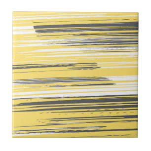 Handgestrichene Linien - gelb Fliese