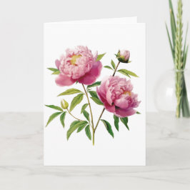 Handgestrichene rosafarbene Peonies (Leere) Karte