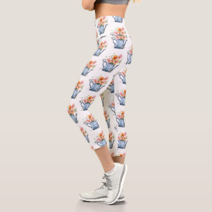 Handgestrichene Wasserfarben Capri Leggings