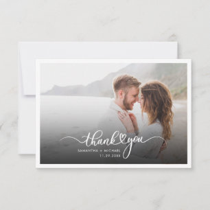 Handgezapfte Ehepaare Hochzeit Foto Moderne Dankeskarte
