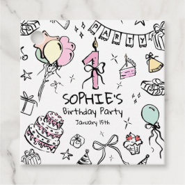 Handgezeichnet 1. Geburtstag Geschenkanhänger