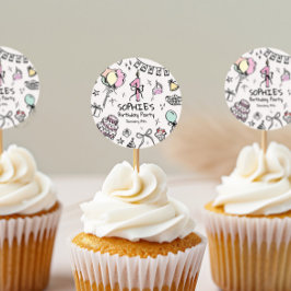 Handgezeichnet 1. Geburtstag Runder Aufkleber