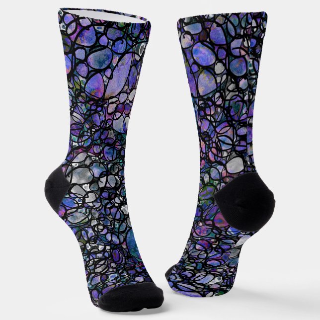 HandGezeichnet Abstrakte Kreise, blau, Lila, schwa Socken (Gewinkelt)