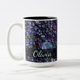 HandGezeichnet Abstrakte Kreise, blau, Lila, schwa Zweifarbige Tasse