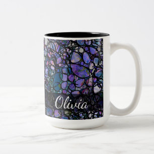 HandGezeichnet Abstrakte Kreise, blau, Lila, schwa Zweifarbige Tasse