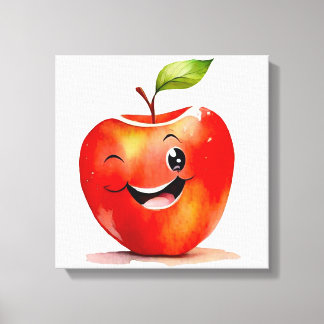 HandGezeichnet Apfel Emoji-Stretchkanvas drucken Leinwanddruck