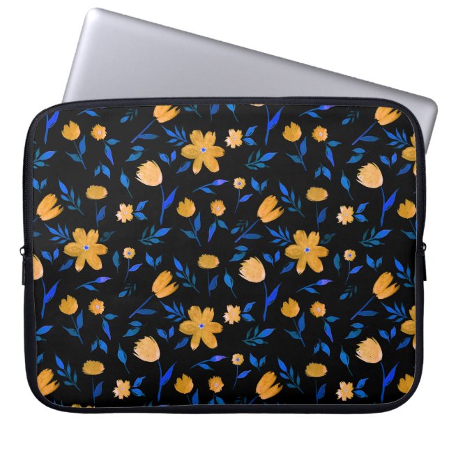 Handgezeichnet Aquarellmuster und Blume und Blätte Laptopschutzhülle (Vorderseite)