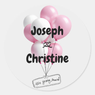 Handgezeichnet Ballonhochzeit Runder Aufkleber