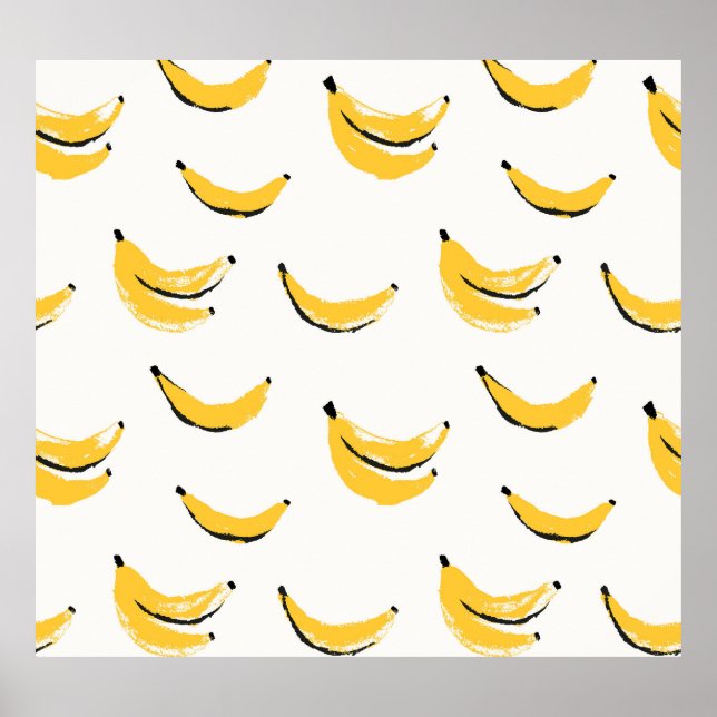 Handgezeichnet Bananen, stilvolles nahtloses Muste Poster (Vorne)