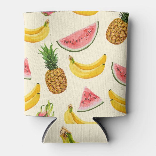 Handgezeichnet Bananen, Wassermelonen: Sommermuste Dosenkühler (Vorderseite)