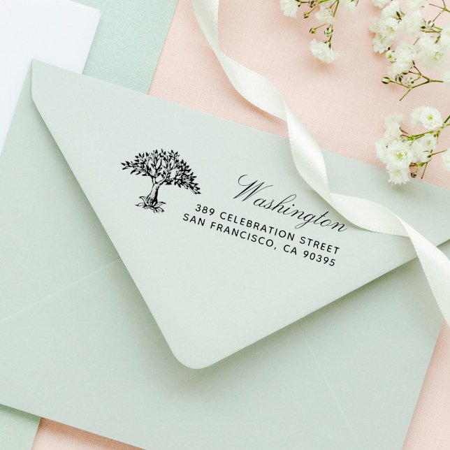 Handgezeichnet Baumfamilie Name Skript-Rücksendead Permastempel (Von Creator hochgeladen)