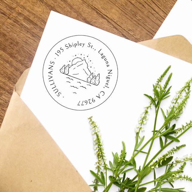 Handgezeichnet Bergwelt Einfache Rücksendeadresse Gummistempel (Von Creator hochgeladen)