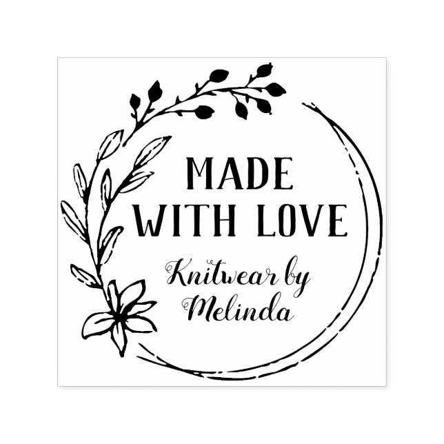 HandGezeichnet Berry Blume Kranz aus Liebe Permastempel (Design)
