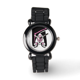Handgezeichnet - Black BAT - Spooky - Kinderuhr Armbanduhr
