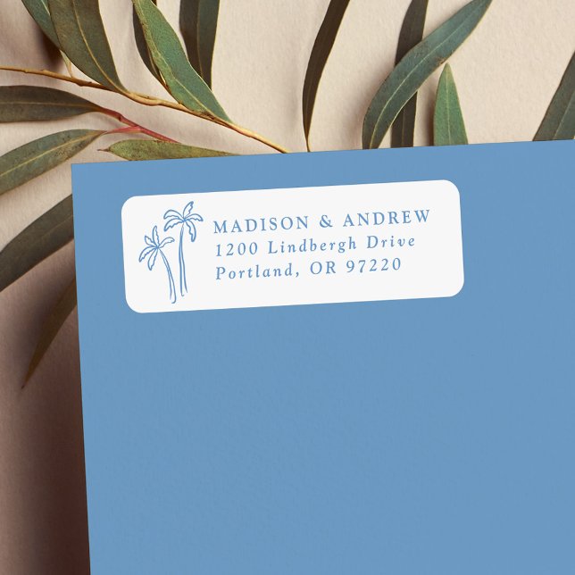 HandGezeichnet Blaupalmen Hochzeitszunge Rücksende (Von Creator hochgeladen)