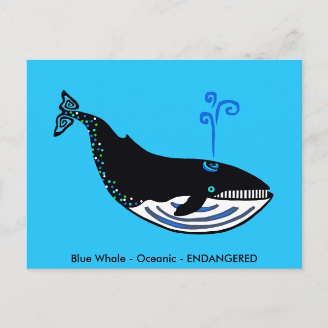 Handgezeichnet - Blauwale - Erhaltung - Natur Postkarte (Vorderseite)