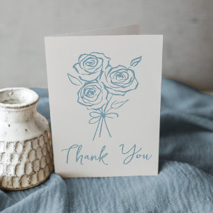 HandGezeichnet Blue Rose Bouquet Brautparty Dankeskarte