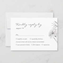 handGezeichnet Blume Schwarz-Weiß Hochzeit RSVP Karte