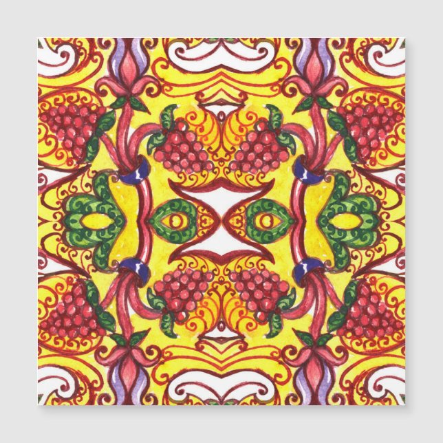 Handgezeichnet: Blumendekorative Eleganz. Magnetkarte (Vorderseite)