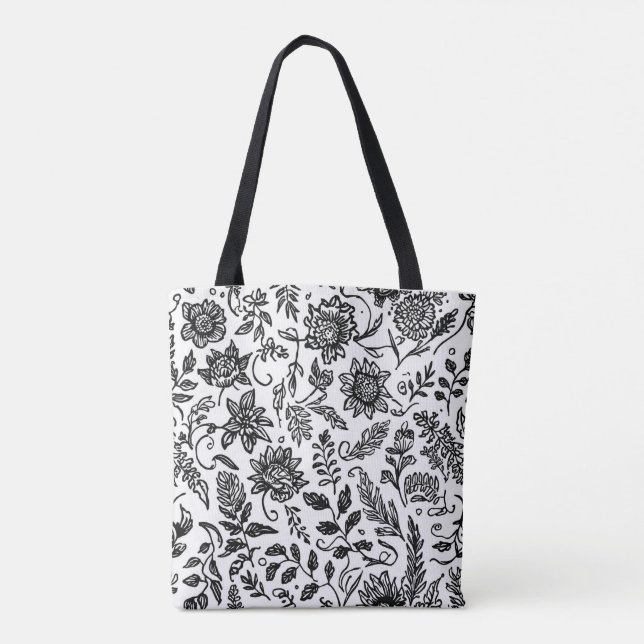 Handgezeichnet Blumenmotive mit Pisley Tasche (Rückseite)