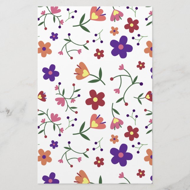 HandGezeichnet Blumenmuster Briefpapier (Vorderseite)