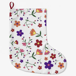 HandGezeichnet Blumenmuster Großer Weihnachtsstrumpf
