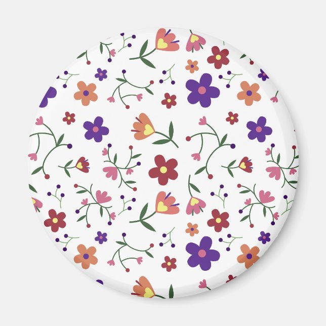 HandGezeichnet Blumenmuster Magnet (Vorne)