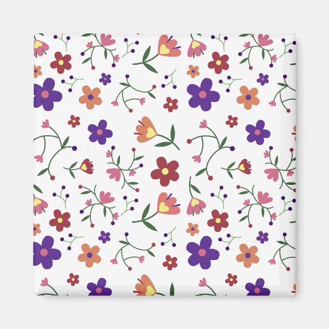HandGezeichnet Blumenmuster Magnet (Vorne)