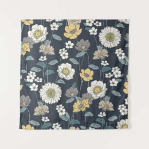 Handgezeichnet Blumenmuster, nahtlos künstlerisch. Wandteppich