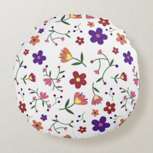 HandGezeichnet Blumenmuster Rundes Kissen