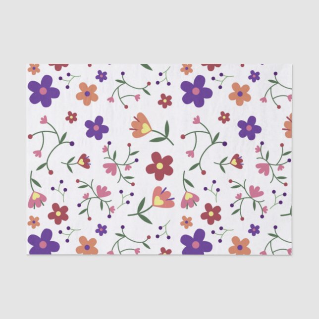 HandGezeichnet Blumenmuster Seidenpapier (Vorderseite)