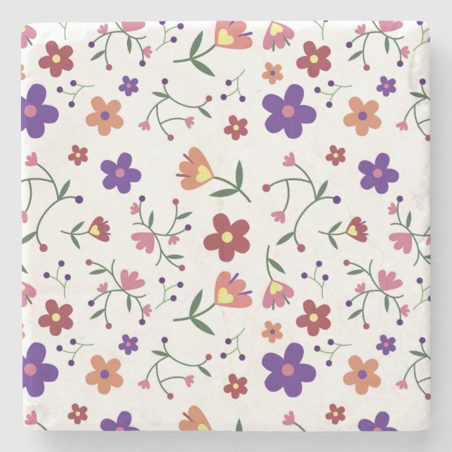 HandGezeichnet Blumenmuster Steinuntersetzer (Vorderseite)