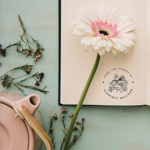 Handgezeichnet Bücher Blume benutzerdefinierte Bib Gummistempel