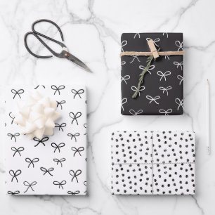 Handgezeichnet Buchsen Urlaubspapier - schwarz Geschenkpapier Set