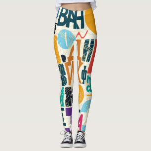 Handgezeichnet Buchstaben: Vintages nahtloses Desi Leggings