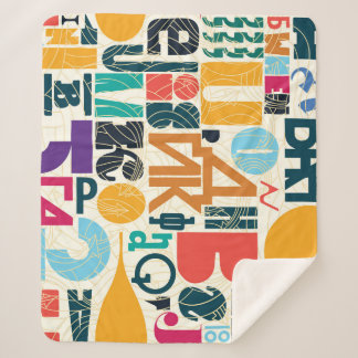 Handgezeichnet Buchstaben: Vintages nahtloses Desi Sherpadecke