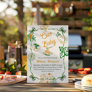 Handgezeichnet Ciao Italienische Pizza & Pasta Bab Einladung