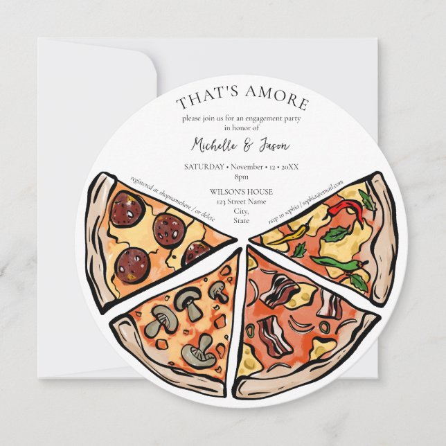 Handgezeichnet Das ist Amore Pizza italienische Ve Einladung (Vorderseite)